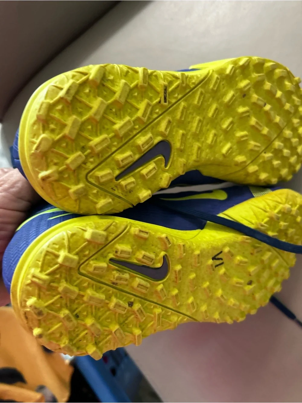 Nike Mecurial Youth Athletic Soccer Shoes in Blue and Yellow